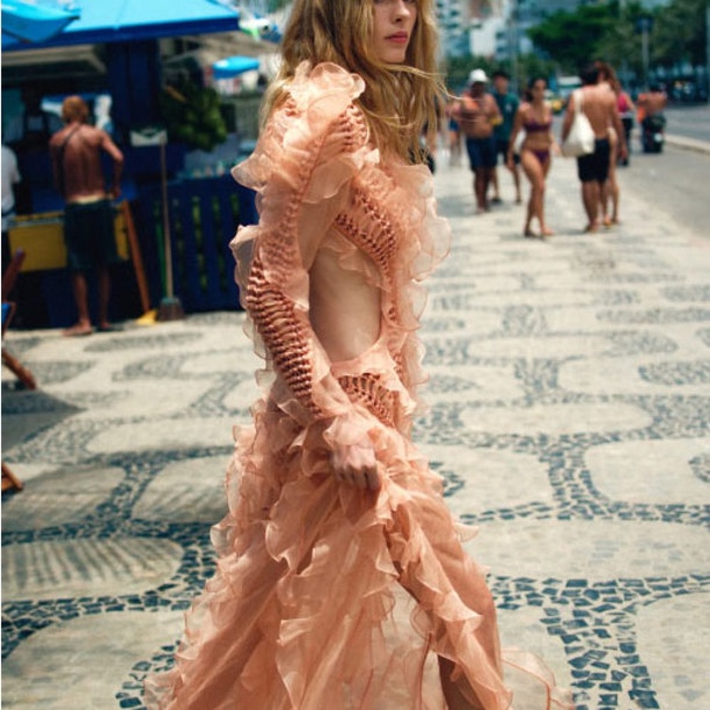 Zimmermann Peach Ruffle Swim Cover-Up